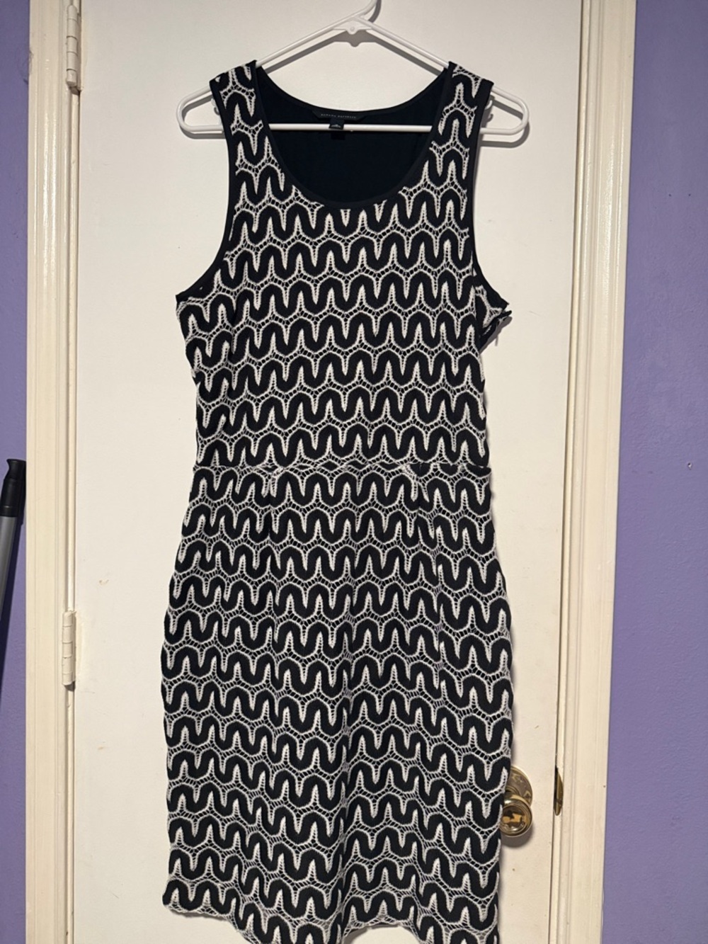 Banana Republic Black and White Sleeveless Midi Dress